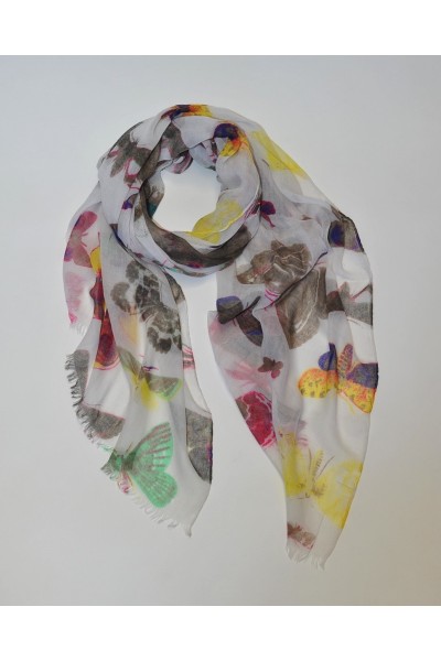Butterfly Scarf - White