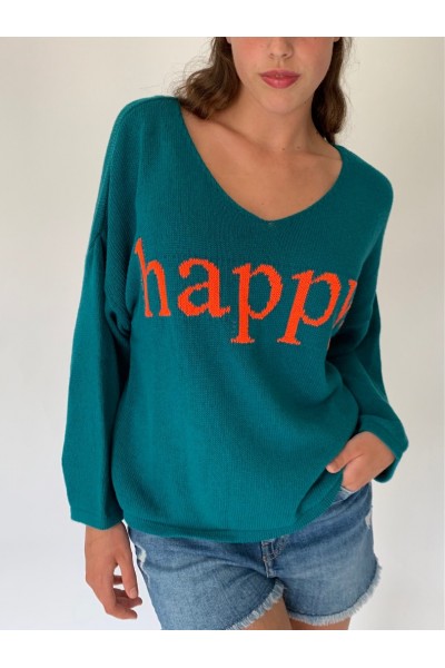 Teal Happy Knit