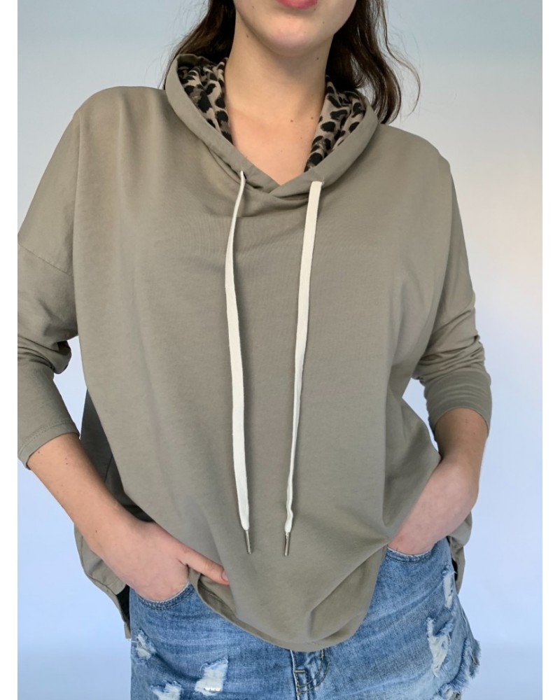 Abstract Hoodie Light Beige