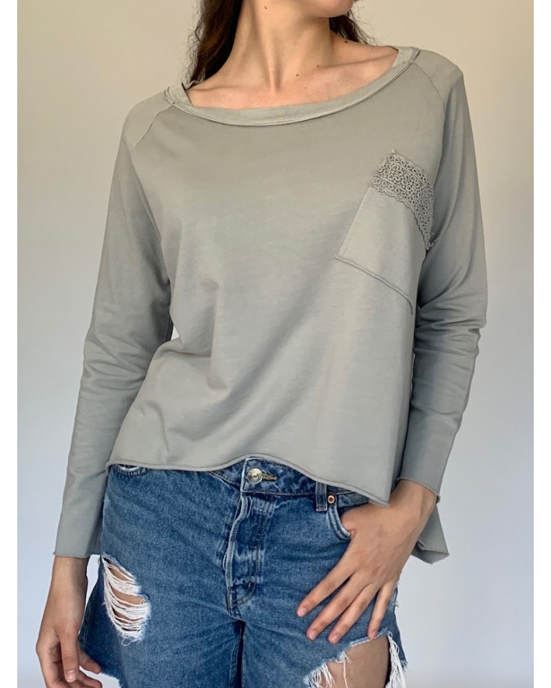 Lace Sweatshirt Light Grey