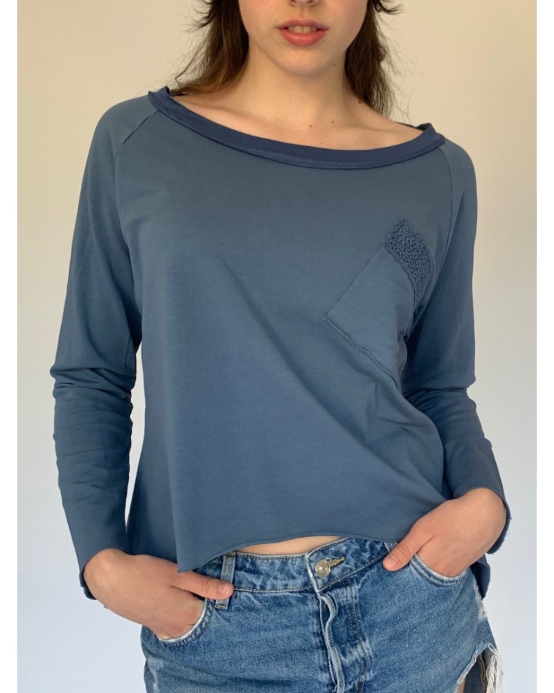 Lace Sweatshirt Denim