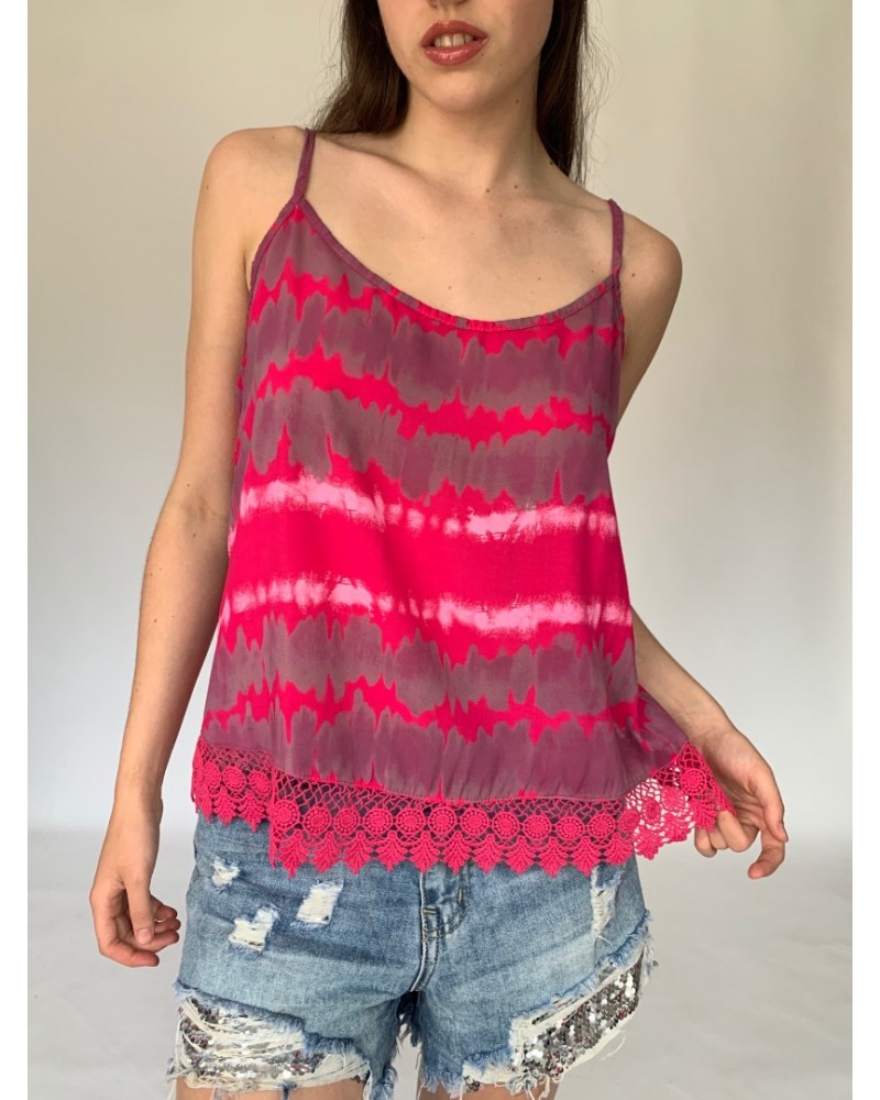 Pink Tie Dye Lace Cami