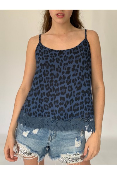 Denim Abstract Lace Cami 