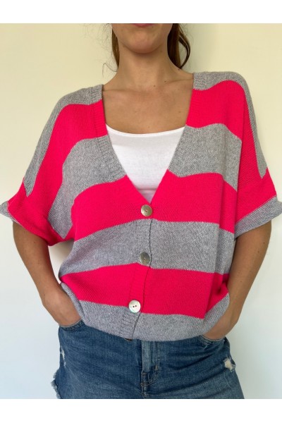Stripe cardi Fusia