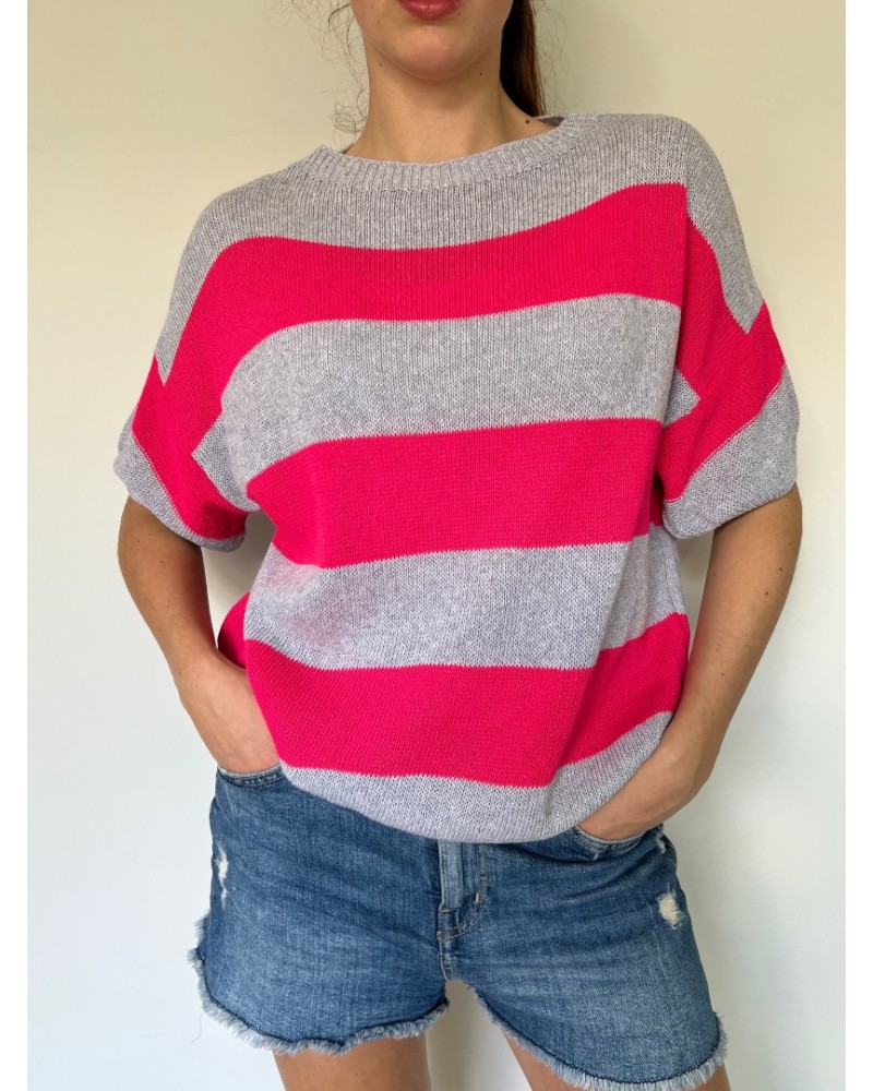 Stripe knit Fuscia