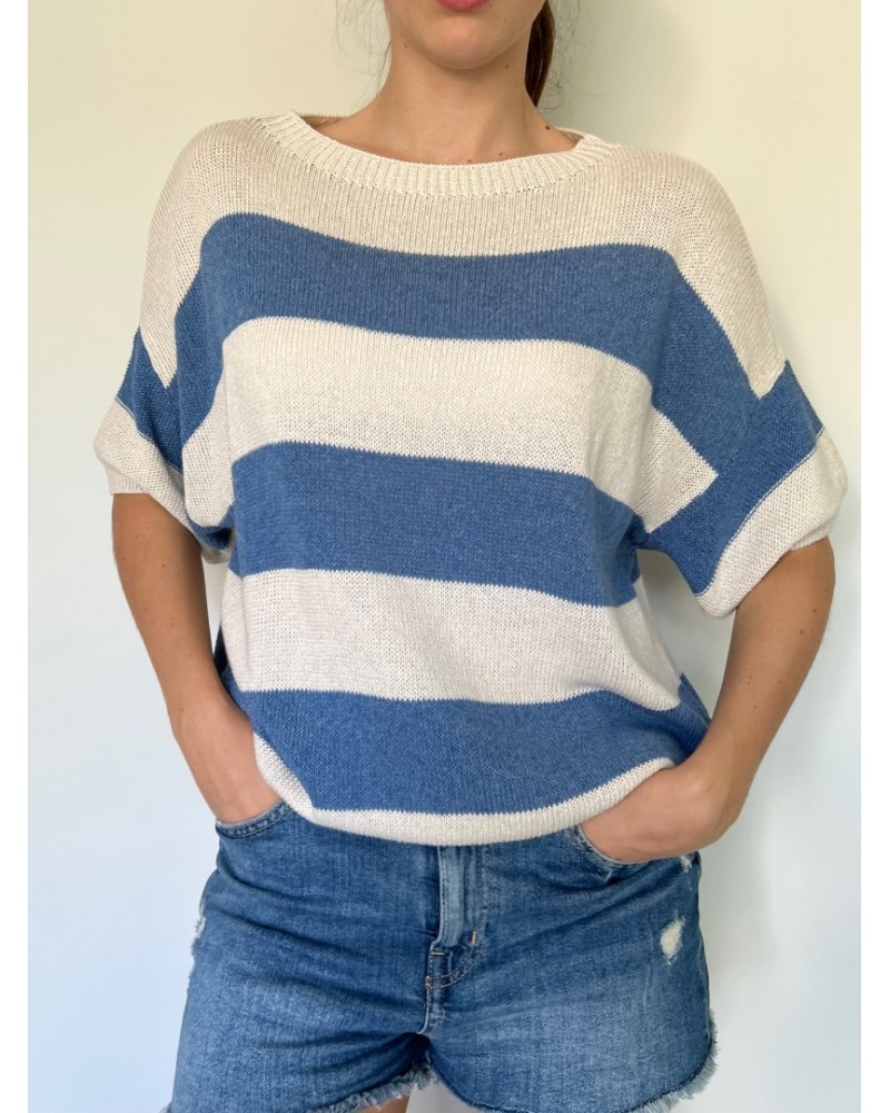 Stripe knit Denim