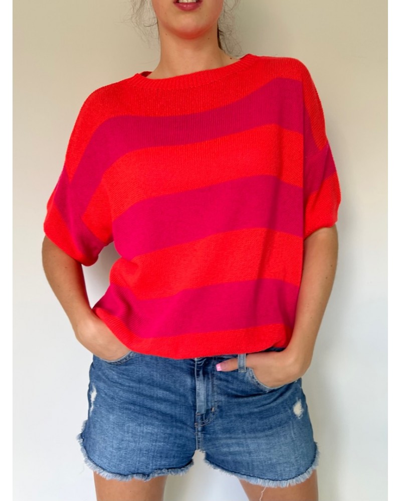 Stripe Knit Orange/Fuscia
