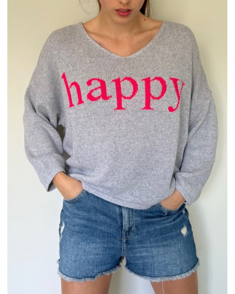 L Grey Happy Knit 