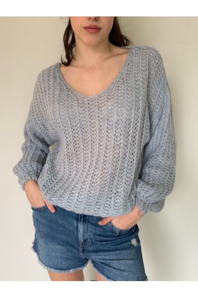 Boho V Neck pale Blue