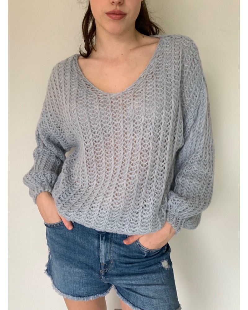 Boho V Neck pale Blue