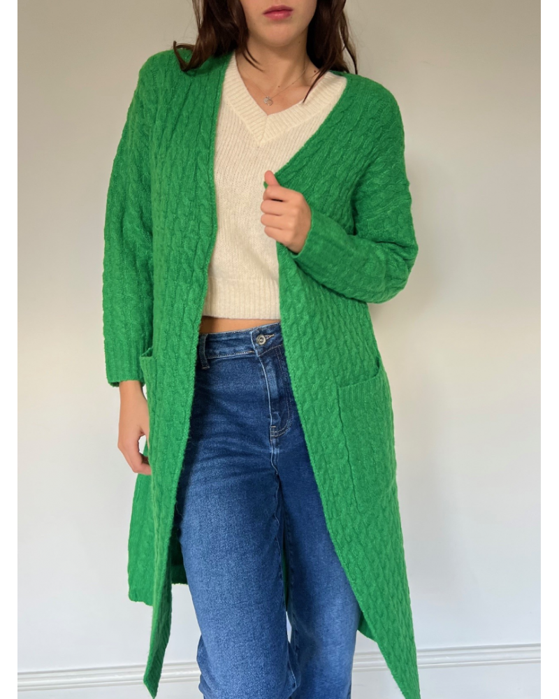 Cabled Jacket Knit Green