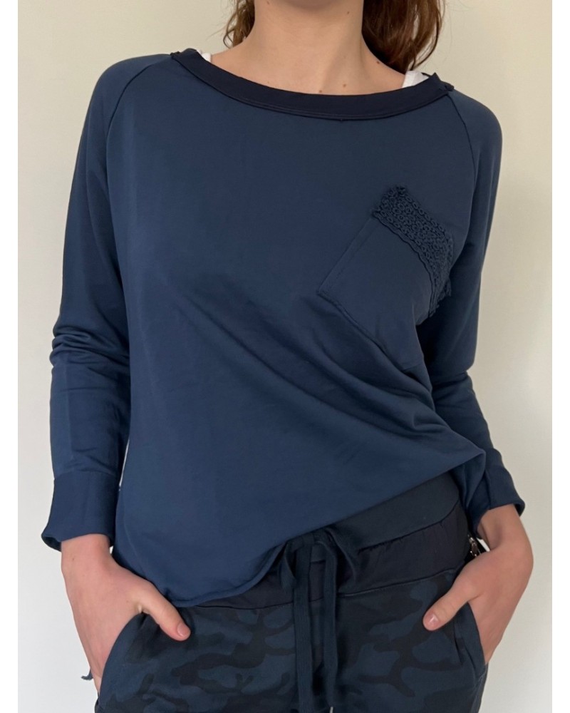 Lace Sweatshirt Navy