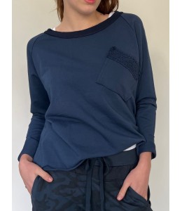Lace Sweatshirt Navy