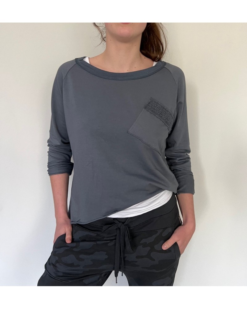 Lace Sweatshirt Dark Grey