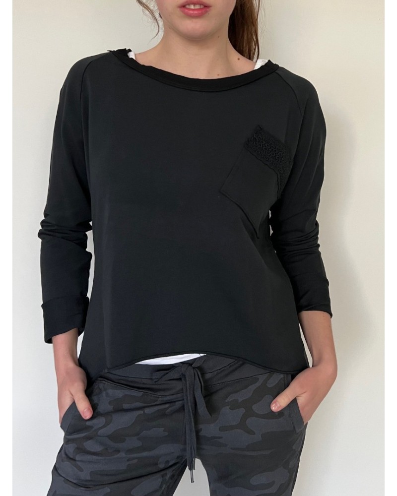 Lace Sweatshirt Black